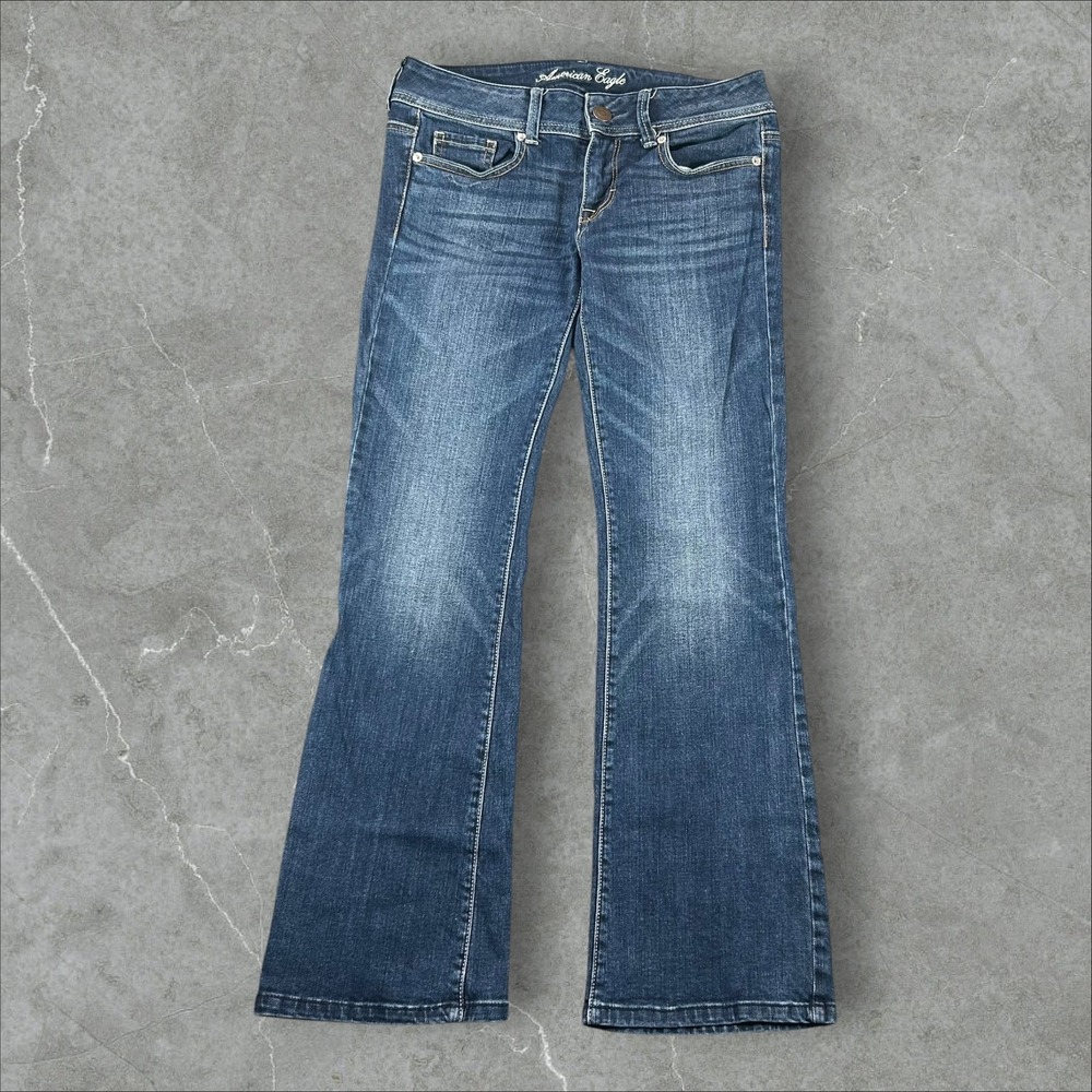 American Eagle Original Boot Jeans Womens 4 Short Blue Dark Wash Y2k Denim